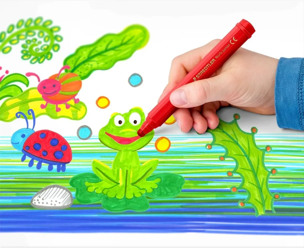 Markera me majë fibre STAEDTLER Noris Junior, set 6 copë, paketim kartoni, shumëngjyrëshe - 1