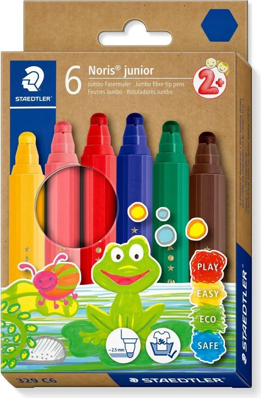 Markera me majë fibre STAEDTLER Noris Junior, set 6 copë, paketim kartoni, shumëngjyrëshe - 2
