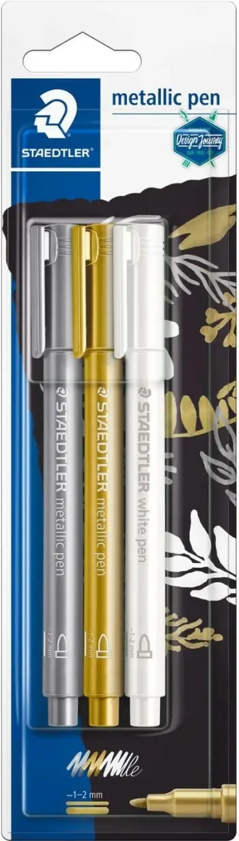 Markera metalik Staedtler 7856, set 3 ngjyra, ar argjend e bardhë