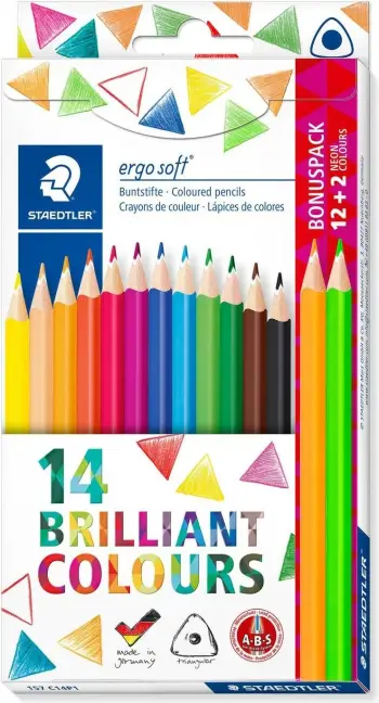 Set lapsa me ngjyra Staedtler Ergosoft Neon, 14 copë, shumëngjyrëshe