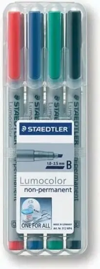 Markera për projektor Staedtler Lumocolor B, jo permanent, set 4 copë, shumëngjyrëshe