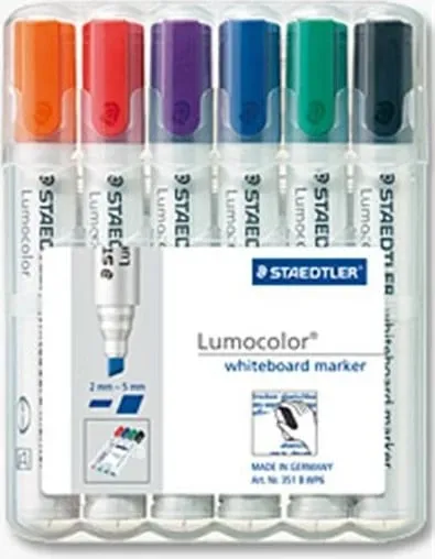 Set markerash whiteboard STAEDTLER 351 B WP6, 6 copë, ngjyra të ndryshme - 1
