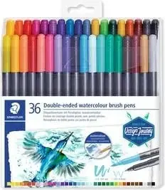 Set lapsa me bojë uji STAEDTLER 3001, 36 ngjyra, dy maja, multikolor