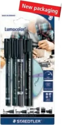 Set markera permanent Staedtler Lumocolor 60 BK, 4 copë, maja të ndryshme, shumëngjyrësh - 1