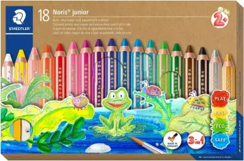 Set lapsa ngjyruese STAEDTLER Noris junior 140, 18 copë, shumëngjyrëshe