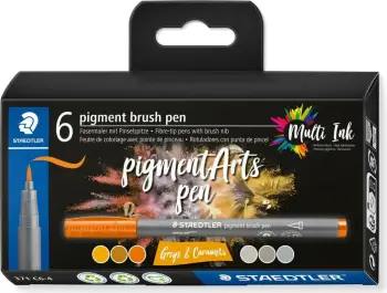 Set lapsa pigment Staedtler Pigment Art Gry Caramel, 6 copë, ngjyra të përziera