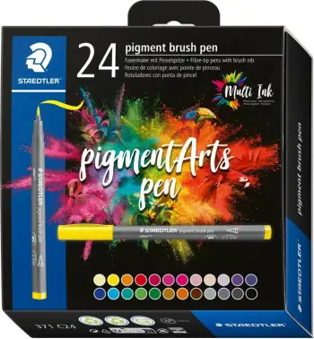Set brush pen STAEDTLER pigment, 24 ngjyra, ujë-bazë, plastikë