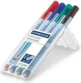 Set markerash Staedtler Lumocolor correctable 305, 4 copa, fine/medium, 0.6 mm, ngjyra të përziera