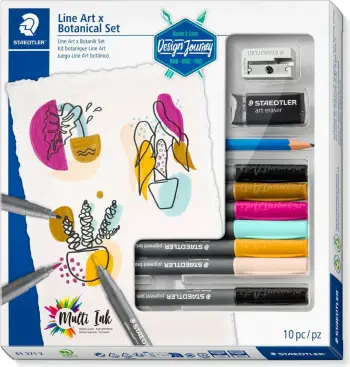 Set brush lapsash STAEDTLER Pigment Arts Brush Line Art Botanical, 10 copë, shumëngjyrëshe