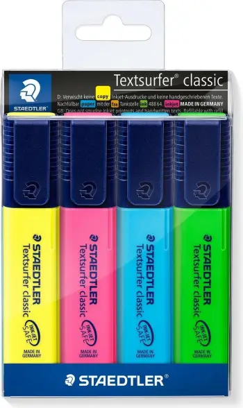 Marker shënues Staedtler Highlighter Textsurfer, 4 ngjyra