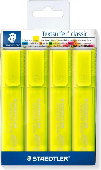 Set markera Staedtler, 4 copë, të verdhë