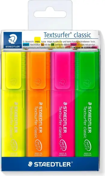 Markerë Staedtler Office Highlighter Classic, 4 ngjyra