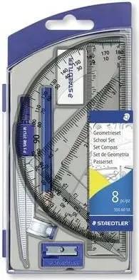 Set gjeometrie STAEDTLER Noris 550, 8 copa, blu transparent