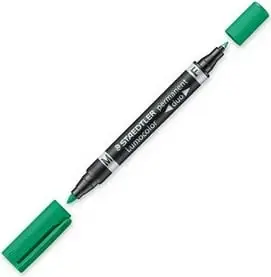 Marker universal STAEDTLER Lumocolor Duo, dy maja, e zezë/e gjelbër, 1.5 mm