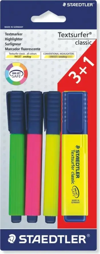 Set markerash STAEDTLER Textsurfer Classic Promo, 4 copë, shumëngjyrësh
