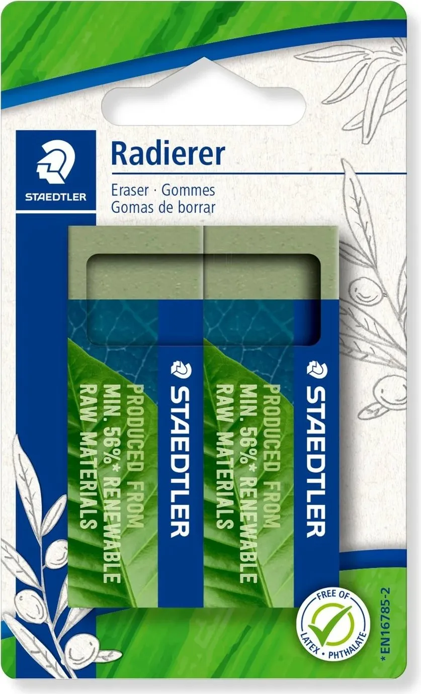 Set goma Staedtler 526 80 Renew, 2 copë, material natyror, e bardhë - 1