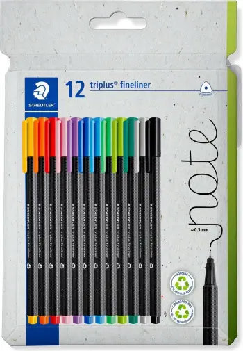 Set stilolapsa STAEDTLER triplus fineliner 12 copë, shumëngjyrëshe