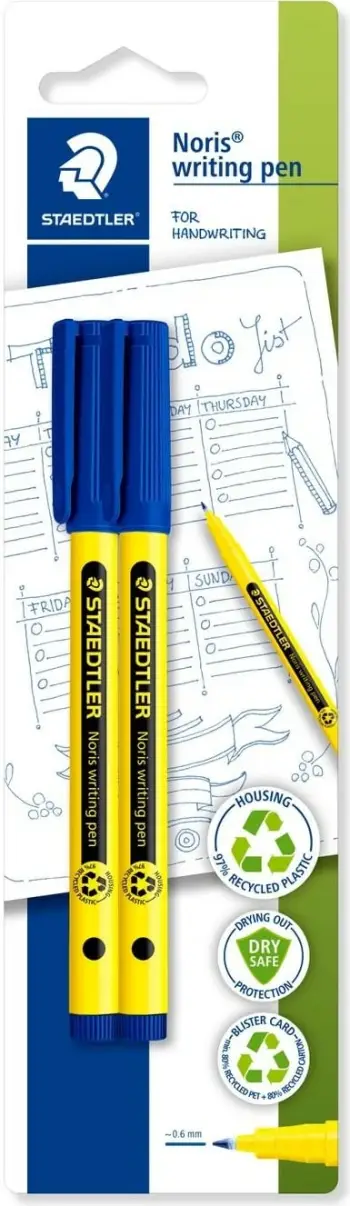 Stilolaps fineliner STAEDTLER Noris writing pen 0.6mm 2 copë blu