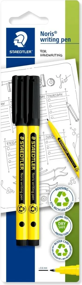 Stilolaps fineliner STAEDTLER Noris writing pen 0.6mm 2 copë, blu/verdhe
