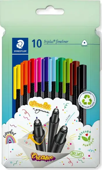 Fineliner Staedtler Triplus 334 C10, majë 0.3 mm, set 10 copë, shumëngjyrësh
