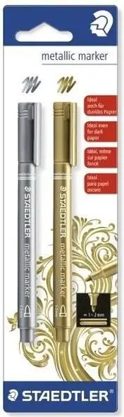 Marker metalik Staedtler 2 copa (285447), artë / argjendtë