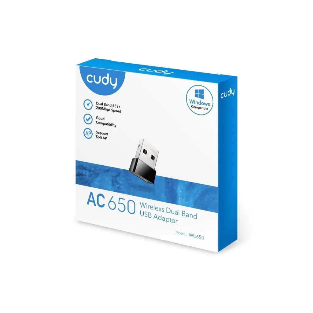 Përshtatës Wi-Fi Cudy WU650, Dual-Band, USB, i zi - 3