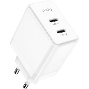 Karikues Cudy 40W, 2 porta USB-C, i bardhë