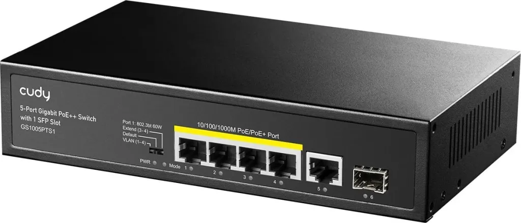 Switch Cudy GS1005PTS1, Gigabit Ethernet, PoE, Montim në mur - 1