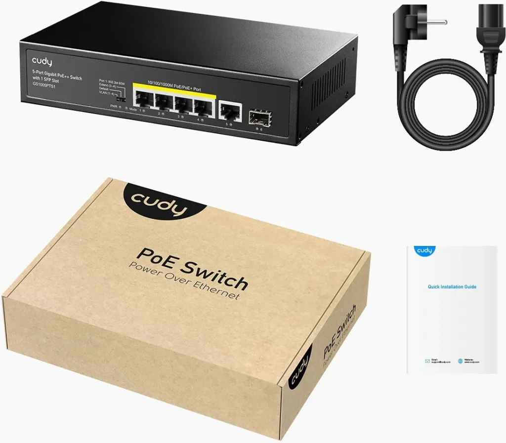 Switch Cudy GS1005PTS1, Gigabit Ethernet, PoE, Montim në mur - 2