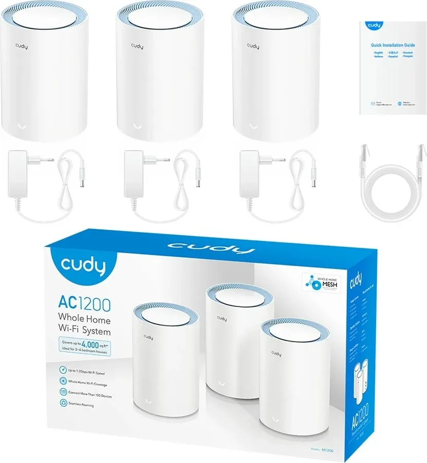 Mesh system Cudy M1200 3-pack, Wi-Fi 5, dual-band, i bardhë - 4