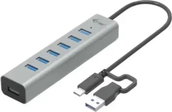 Qendër USB i-tec, 7 porte, USB-A/USB-C, 7.5W, e zezë