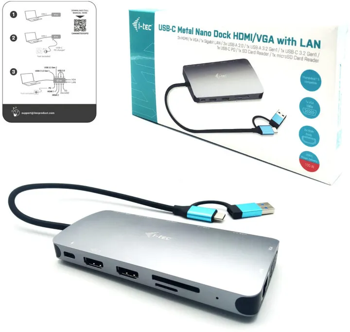 Stacion docking i-tec USB 3.0/USB-C/Thunderbolt 3, 3x Display, LAN, PD 100W - 3