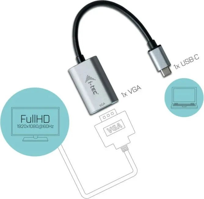 Përshtatës i-TEC USB-C - VGA, i argjendë - 3