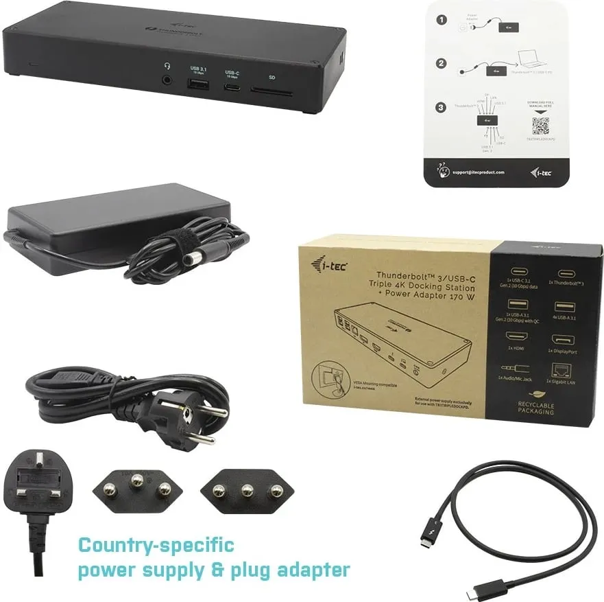 USB Hub i-tec, Thunderbolt, 96W - 7