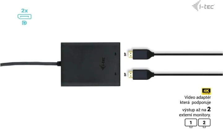 Konvertues i-tec USB-C Dual 4K/60Hz (single 8K/30Hz) DP Video Adapter - 2