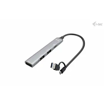 USB HUB I-Tec, 4 porta, USB 3.0/2.0, Type-A/Type-C, 5000 Mbit/s, argjendtë