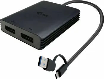 Adapter video i-tec CADUAL4KDP, USB-A/USB-C, 2x DisplayPort, 4K/60 Hz, i zi
