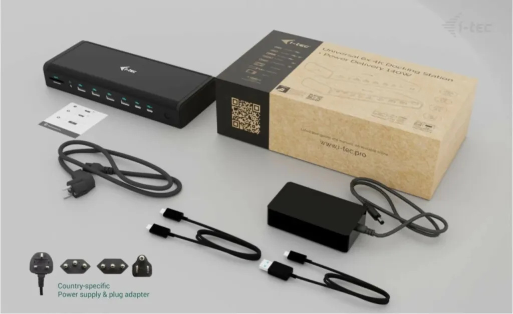 Docking station I-Tec Universal 6x 4K/60Hz, USB-C, 140W, e zezë - 3