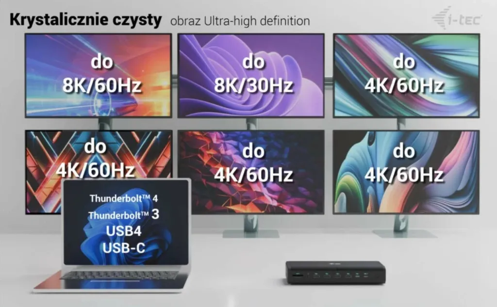 Docking station I-Tec Universal 6x 4K/60Hz, USB-C, 140W, e zezë - 9