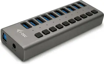 USB HUB I-Tec 10 porta, 48W, USB 3.0, gri