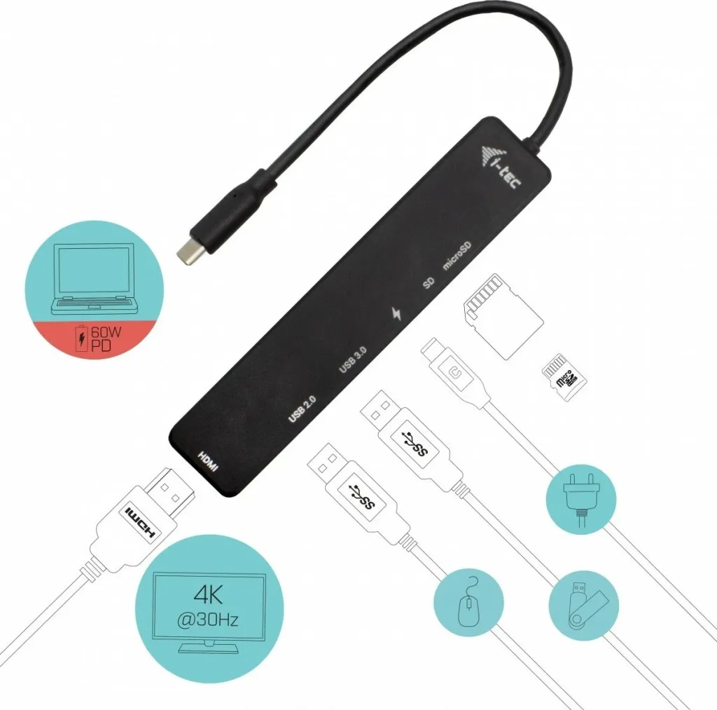 Docking station I-tec USB-C, HDMI, 4K, PD, 60W, i zi - 4