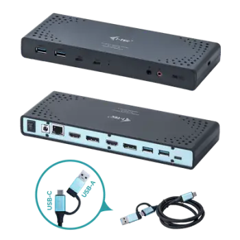 i-Tec USB 3.0 / USB-C Dual Display Docking Station + Power Delivery - docking station - USB-C 3.1 / Thunderbolt 3 - 2 x HDMI, 2 x DP - GigE