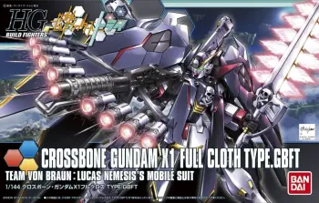 Model ndërtimi Bandai HGBF 1/144 Crossbone Gundam X1 Full Cloth Type GBFT, gri/e bardhë/e kuqe