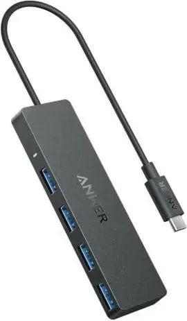 USB Hub Anker Ultra Slim, 4xUSB 3.0, 5Gbps, USB-C, e zezë