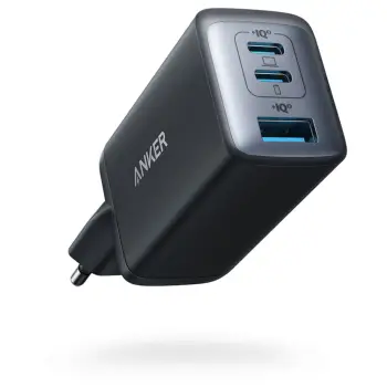 Aksesorë për telefon Anker 735 Charger (GaNPrime) 65W USB-C Fast Charger with 2x USB-C & 1x USB-A – Zezë
