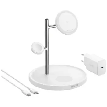 Adapter Anker MagGo Stacioni i Ngarkimit Pa Tel 3-në-1 i palosshëm i bardhë