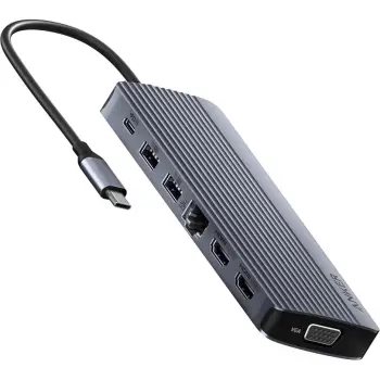 Hub USB-C Anker 14-në-1, Triple Display, VGA, HDMI, Ethernet, USB-C, USB-A, micro SD, Audio, hiri