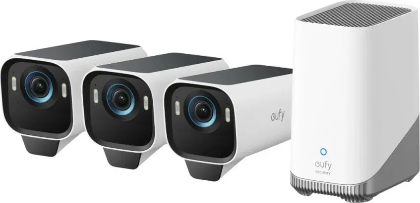 Set sigurie Eufy EufyCam S3 Pro Kit, 3 kamera, 4K, me panel diellor - 1