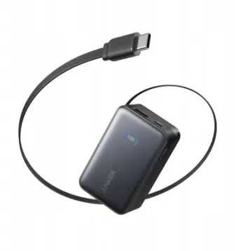Powerbank ANKER Nano A1638H11 10000 mAh 45W me kabllo USB-C të integrume, zi