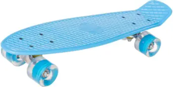 Skateboard plastik Enero 1007366, 56 cm × 15 cm, rrota PU 60 × 45 mm, ABEC‑7, LED, i kaltër